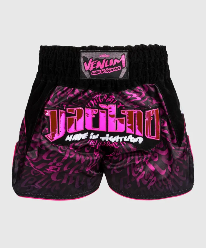 Pantalones Cortos Venum Attack Muay Thai NegroRosa (4)